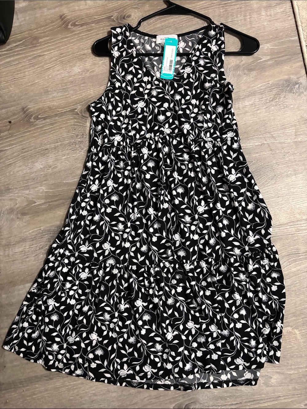 Sleeveless Black & White Floral Dress